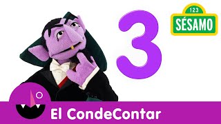 Sésamo Contando el número 3 con El Conde Contar [upl. by Chiaki]