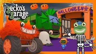 Big Spooky Trucks on Halloween  Geckos Garage  Truck Cartoons [upl. by Skeie687]