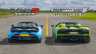 Lamborghini Aventador S Roadster vs McLaren 720S Spider  DRAG RACE ROLLING RACE amp BRAKE TEST [upl. by Netram]