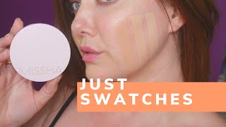 JUST SWATCHES  Missha Cushion Foundation Swatches shades 21  23  25  girlgetglamorous [upl. by Couq15]