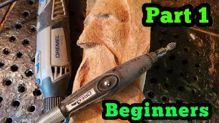 Beginners Dremel wood carving How to carve a woodspirit Part 1 [upl. by Hagar534]