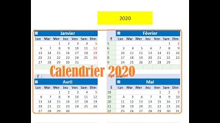 Calendrier 2020 simple [upl. by Enhpad]