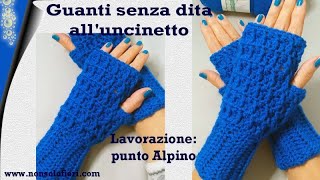 Guanti senza dita alluncinetto  Punto Alpino guantiuncinetto crochetgloves puntoalpino [upl. by Aksehcnarf]