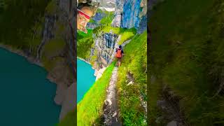 Awesome hike in Switzerland  Oeschinen Lake trending viral ytshorts travel nature hike [upl. by Niltag]