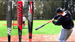 HITTING WITH THE MARUCCI CAT8  POSEY28 vs CAT8 CONNECT vs CAT8  BBCOR Baseball Bat Reviews [upl. by Enorej604]