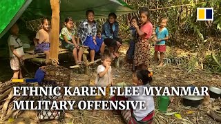 Myanmar military offensive drives 8000 ethnic Karen people from homes [upl. by Appel]