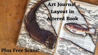 Art Journal Layout in Altered Book With Free Downloads [upl. by Oibirot]