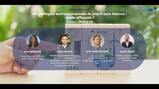 Webconférence  Les politiques environnementales du plan France Relance  quelle efficacité [upl. by Amye863]