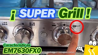 COCINA A GAS MABE ULTIMATE EM7630FX0 76 CM 6 QUEMADORES INOX GRILL [upl. by Morey]