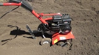 Cold Start 5HP Briggs and Stratton MTD Garden Tiller  Tilling the Garden  April 13 2013 [upl. by Je]