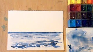 Acuarela  Practiquemos el Mar con Olas Espuma Brillos  Watercolor Acuarelas [upl. by Eiram]