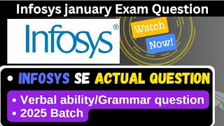 Infosys SE Verbal Ability Exam  MustKnow Questions amp Answers [upl. by Lovash]