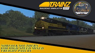 Trainz 2019 Railfanning NS 8100 Leading a high speed mixed freight [upl. by Burnside]