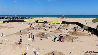 Singing Sands Sand Sculpting Festival Day 1 Drone Footage clip Michigan City Indiana 4K [upl. by Laynad]