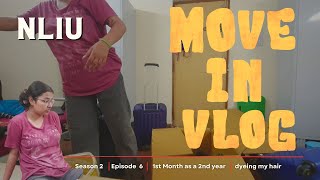 COLLEGE MOVE IN VLOG  INDIAN LAW STUDENT  NLIU  unpacking moot prep dyeing my hair blue [upl. by Yelah697]