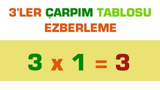 ÇARPIM TABLOSU  3LER ÇARPIM TABLOSU EZBERLEME [upl. by Mcneely]