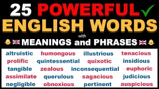 25 Powerful Words Meanings and English Phrases to Strengthen your English Fluency [upl. by Eylsel]