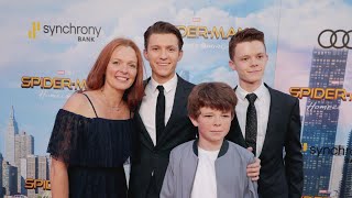 Tom Holland Adorably Brings His Family to the SpiderMan Homecoming Premiere [upl. by Nywroc]