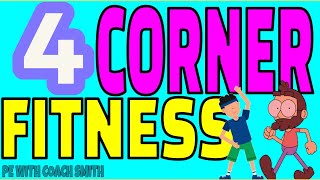 4 Corner Fitness PE Warm Up Activity  LOCOMOTOR Movements amp Exercises [upl. by Berey]