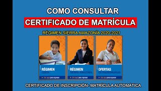 Como imprimir Certificado de Matrícula  Certificado de Inscripción Matrírcula Automática 20202021 [upl. by Hsetirp303]