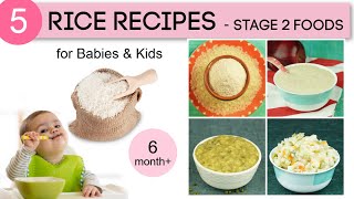 6 months Baby Food Recipes  5 Rice Recipes for Babies  Stage 2 [upl. by Yeffej256]