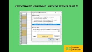 EXCEL  Formatowanie warunkowe i teksty zawierające różne wartości [upl. by Yhtamit952]