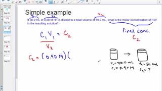 Chem 11 Unit 5 Dilution Calculations Solving for Final Concentration [upl. by Wain]