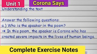 Corona Says Exercise  Class 11 English  Vishnu S Rai  Questions Answers [upl. by Dario]