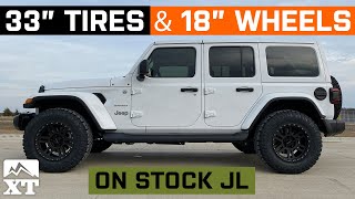 Stock JL Wrangler  33x115R18  18x9 Wheels  WampT Fitment [upl. by Enowtna6]