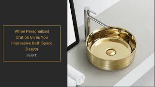 InArt Ceramic Counter or Table Top Wash Basin Golden 35x35 CM [upl. by Zenger916]