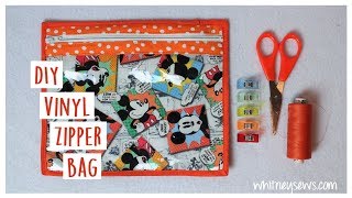 Vinyl Zipper Bag  Sewing How to  Whitney Sews [upl. by Ysac]