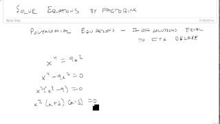 Solve Polynomial Equations by Factoring [upl. by Fabio724]