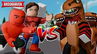 SPOODEARMAN AND SUPERKID VS DINO SQUAD Brookhaven RP  Roblox [upl. by Margi]