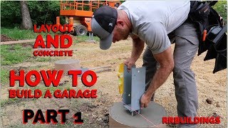 How to Build a Garage 1  Layout and Concrete Piers [upl. by Atnauqal968]