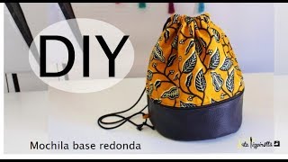 DIY Tutorial mochila de tela con polipiel y base redonda [upl. by Aileek676]