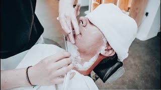 Relaxing Shave from Female Italian Barber in Germany ASMR  No Talking  Nomad Barber [upl. by Traweek]