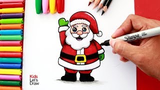 Aprende a dibujar y pintar a PAPÁ NOEL fácil  How to Draw a Cute Santa Claus Version 2018 [upl. by Notrem713]