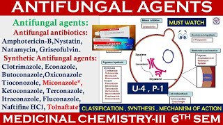 Antifungal Agents  Antibiotics amp Azole Antifungal Drug  Medicinal Chemistry3  U4 BP601T [upl. by Nidya]