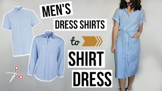 Mens Dress Shirts to Shirt Dress EASY DIY REFASHION  Episode 10 [upl. by Inverson690]