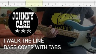 Johnny Cash  I Walk the Line Bass Cover with Tabs [upl. by Anazus]