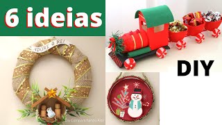 ARTESANATO DIY 6 Ideias de enfeites de natal com material reciclado Compartilhando Arte [upl. by Cire]