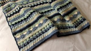 How to crochet a pretty mixed stripe blanket  afghan  throw tutorial [upl. by Neitsirk]