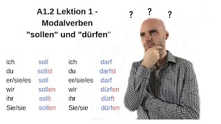 Deutschkurs A12 Lektion 1 Modalverben quotsollenquot und quotdürfenquot [upl. by Brit501]