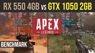 Apex Legends RX 550 4gb vs GTX 1050 2gb benchmark [upl. by Eniortna867]