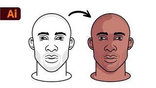 Adobe Illustrator Tutorial  How To Draw Face Portraits Kobe Bryant [upl. by Yelbmik]