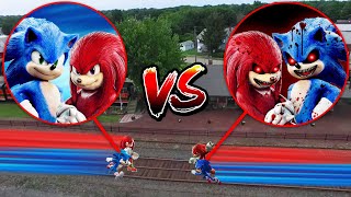 DRONE CATCHES SONIC amp KNUCKLES VS SONICEXE amp KNUCKLESEXE IN REAL LIFE EVIL TWINS [upl. by Aitnas]