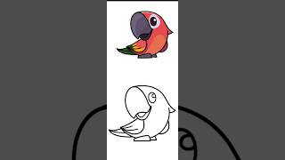 Parrot Bird Drawing Easy 🦜✏️ [upl. by Ecnirp]