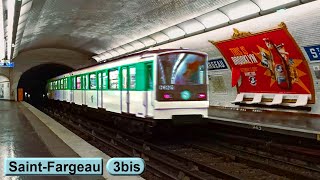 SaintFargeau  Line 3 bis  Paris métro  RATP MF67 [upl. by Lohman]