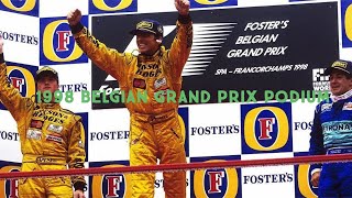 Jordan Grand Prixs First Win and Damon Hills Last Formula One Win  1998 Belgian Grand Prix Podium [upl. by Onailime]