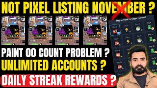 🔥Notpixel novemeber me list nhi hoga  I Not pixel paint 0 problem  Not pixel daily streak rewards [upl. by Meredithe936]